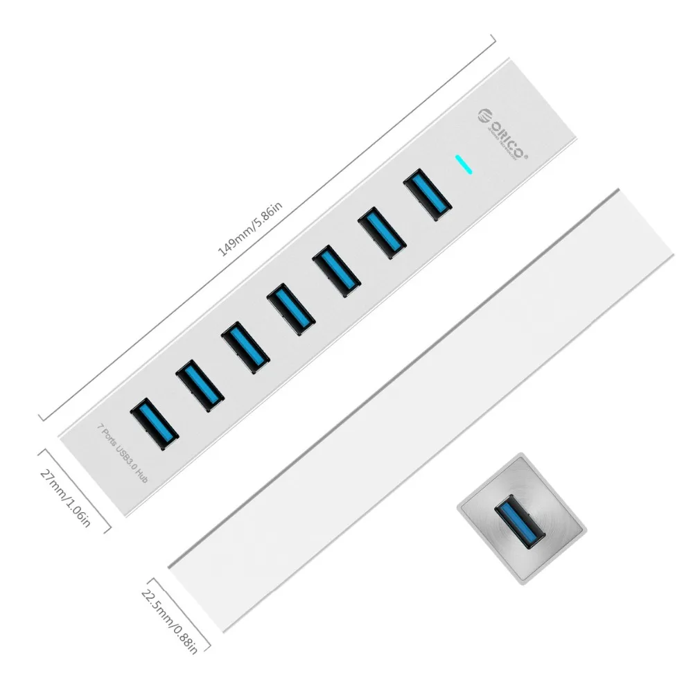 

ORICO Aluminum 7 Ports USB HUB USB3.0 HUB High Speed Up to 5Gbs Usb splitter Usb hub with Power adapter for computer usb hub