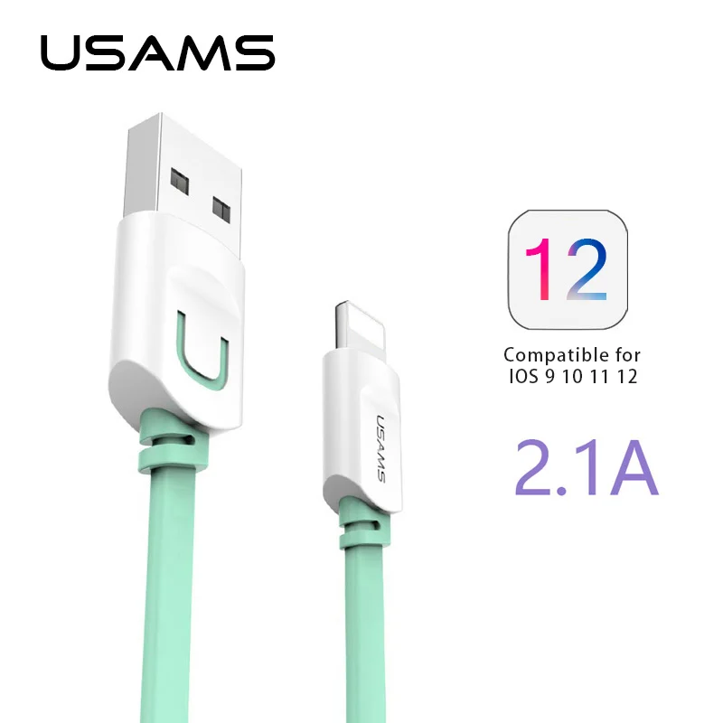 Для Iphone 6 s плюс 5S 5 5c Usb кабель IOS 9 USAMS 1 м 1.5 плоские usb зарядное устройство проволоки - Фото №1