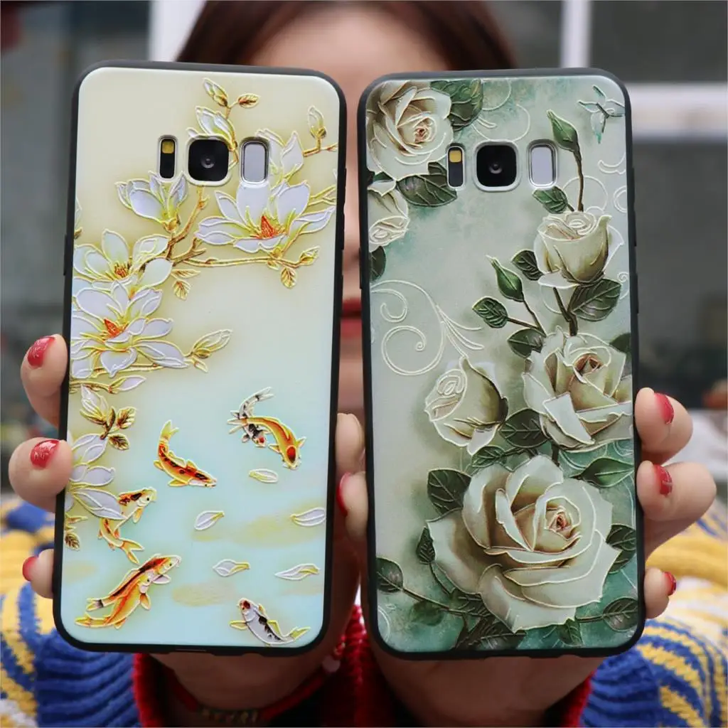 3D рельеф Матовый ТПУ чехол для samsung Galaxy S10 S10e S8 S9 M10 M20 J3 J5 J7 A3 A5 J4 J6 J8 плюс A7 A9 Note 8 9 крышка