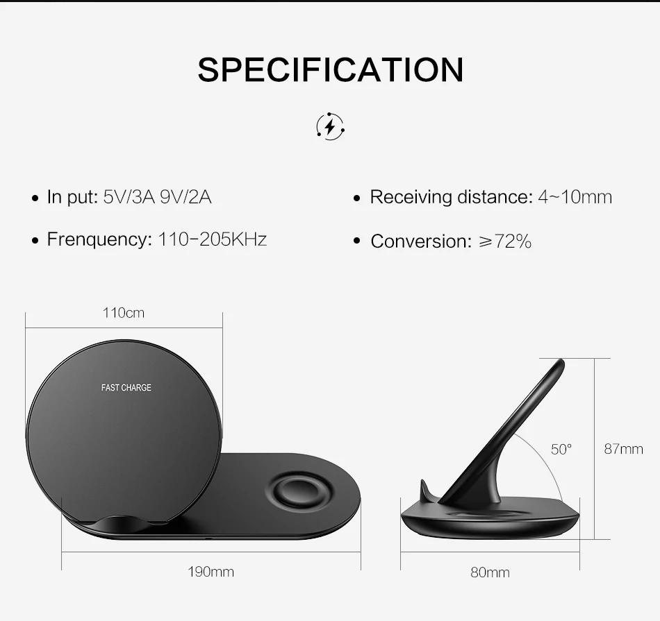 RAXFLY Беспроводной Зарядное устройство для iPhone XS Max XR XS X 2 в 1 Qi Беспроводной быстро Зарядное устройство для Apple Watch 1 2 3 4 для samsung S9 S8 S7 безпроводная зарядка для айфона