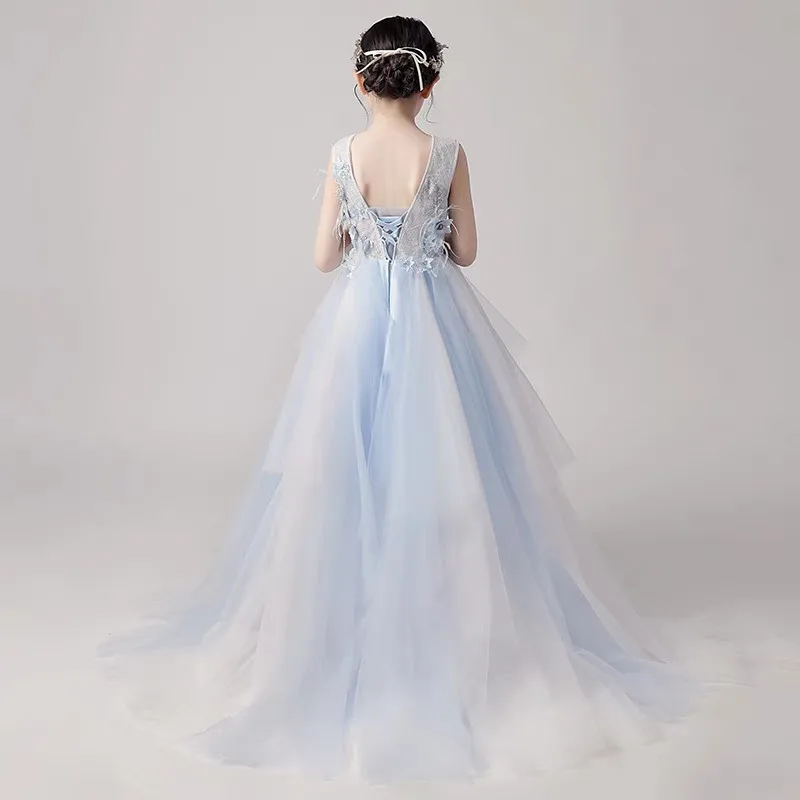 

2019 Luxury New Toddler Girls Birthday Wedding Party Dress Wear Kids Teens Clothes Infant Tutu Piano Pageant Flowers Tail Dress