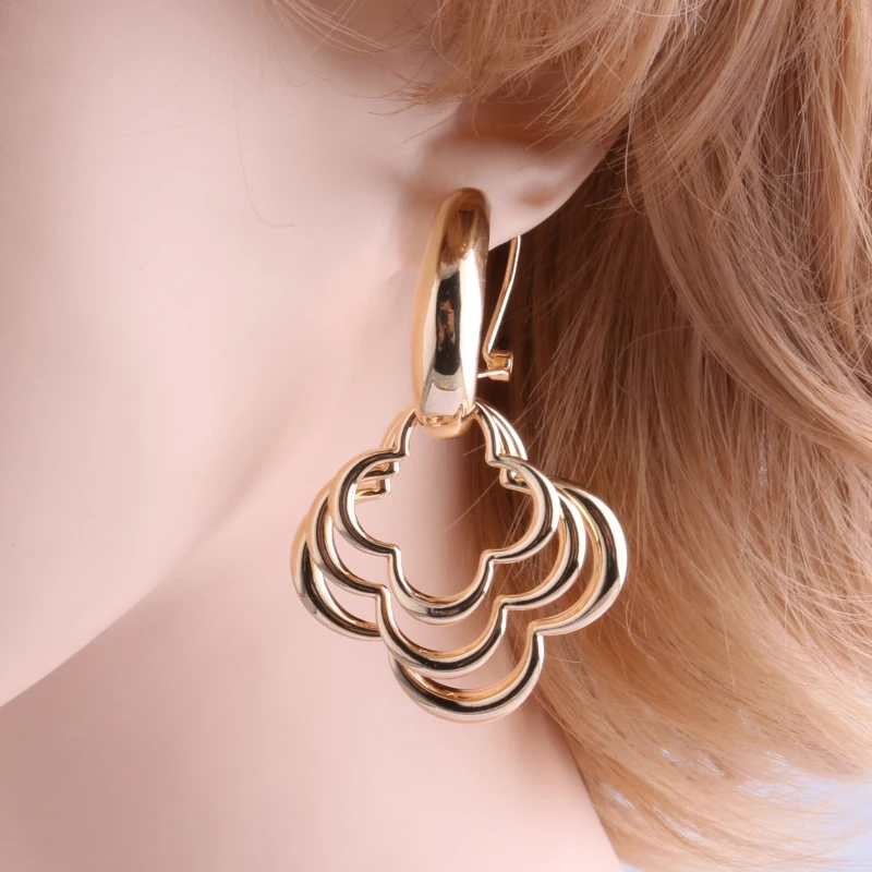 Большие серьги подвески NeeFu WoFu в форме клевера висячие из цинкового сплава