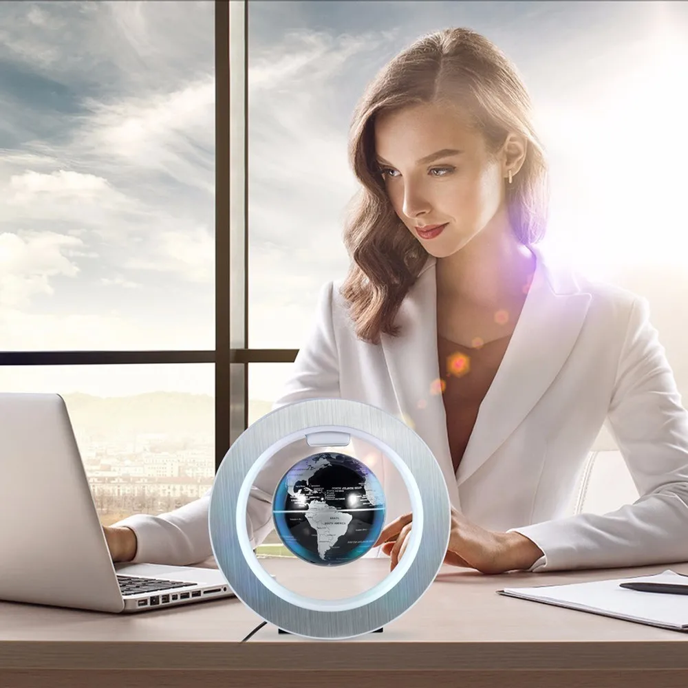 Smernit Floating Magnetic Levitation Globe Round Shape Rotatable LED Map World Tellurion Office Decoration Crafts Ornament 12V | Лампы и