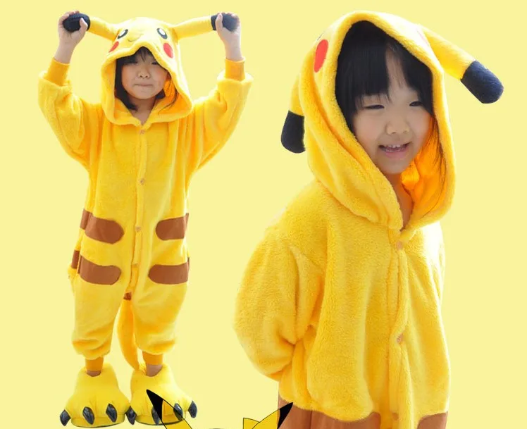 Милые Симпатичные животные Аниме Покемон Пикачу Детские пижамы Костюмы для