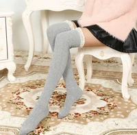 women girls cable knit extra long boot over knee thigh high warm stocking