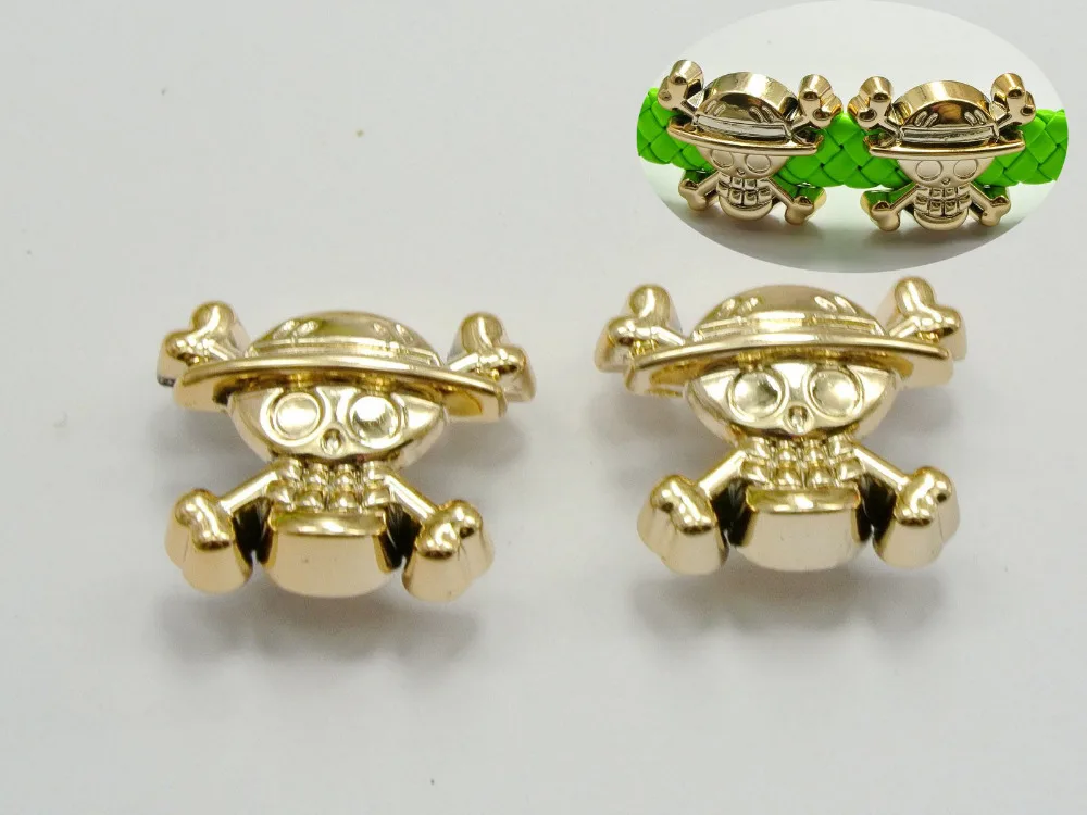 

25 Gold Tone Metallic Acrylic Skull Slider Charms Fit 10mm