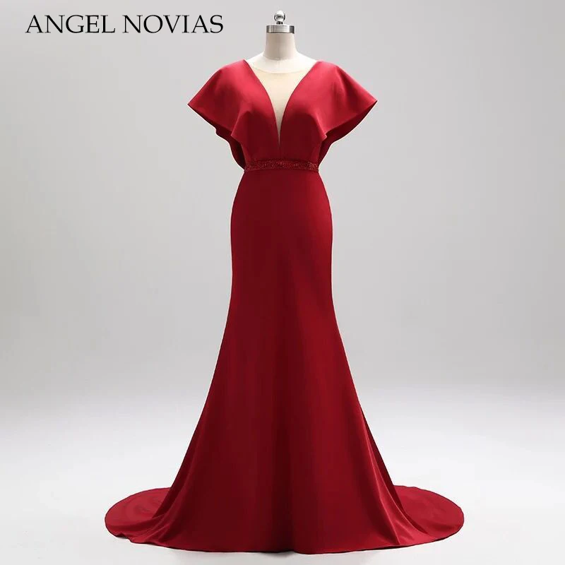 Женское длинное вечернее платье Angel Novias атласное для выпускного вечера 2020 |