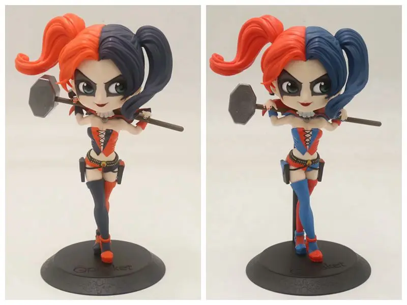 Аниме 14 см Qposket Q версия большие глаза Harley Quinn JockerPVC мультфильм Синий Черный