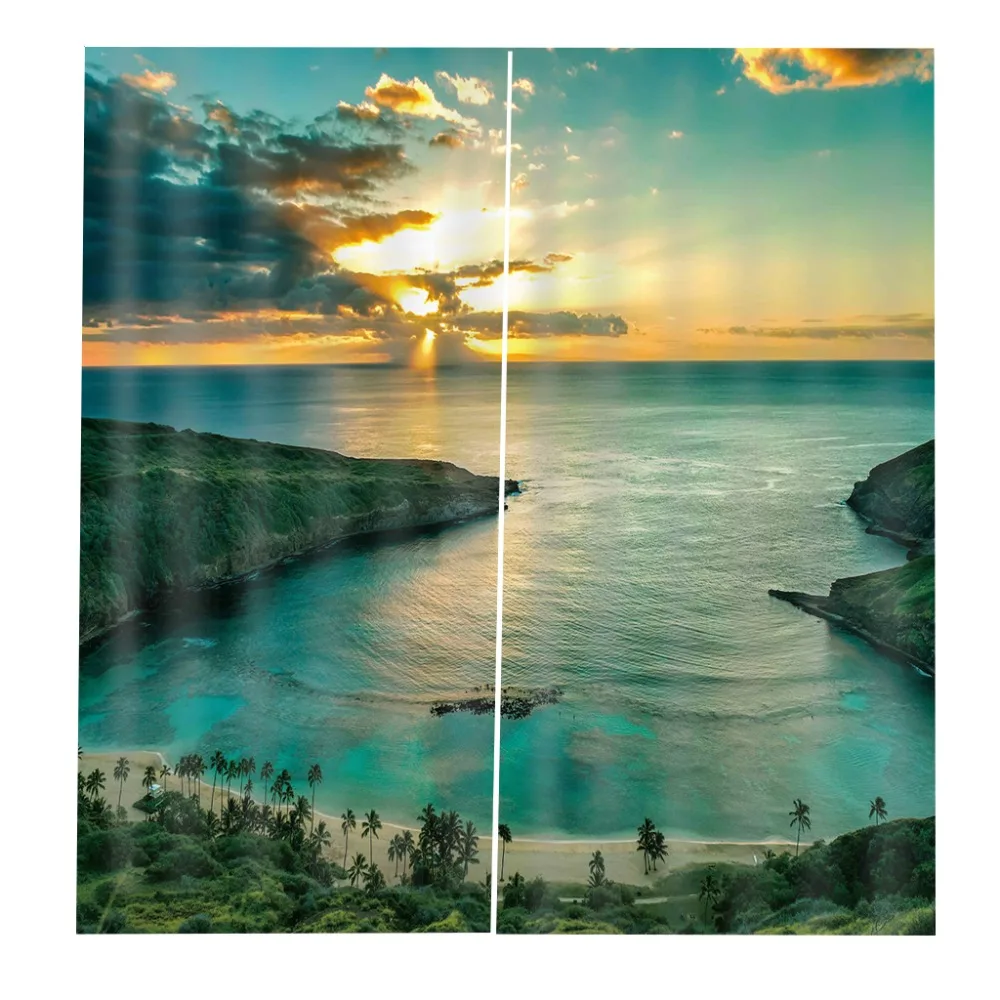 Шторы с морским небом и пейзажем роскошные затемняющие 3D занавески для гостиной