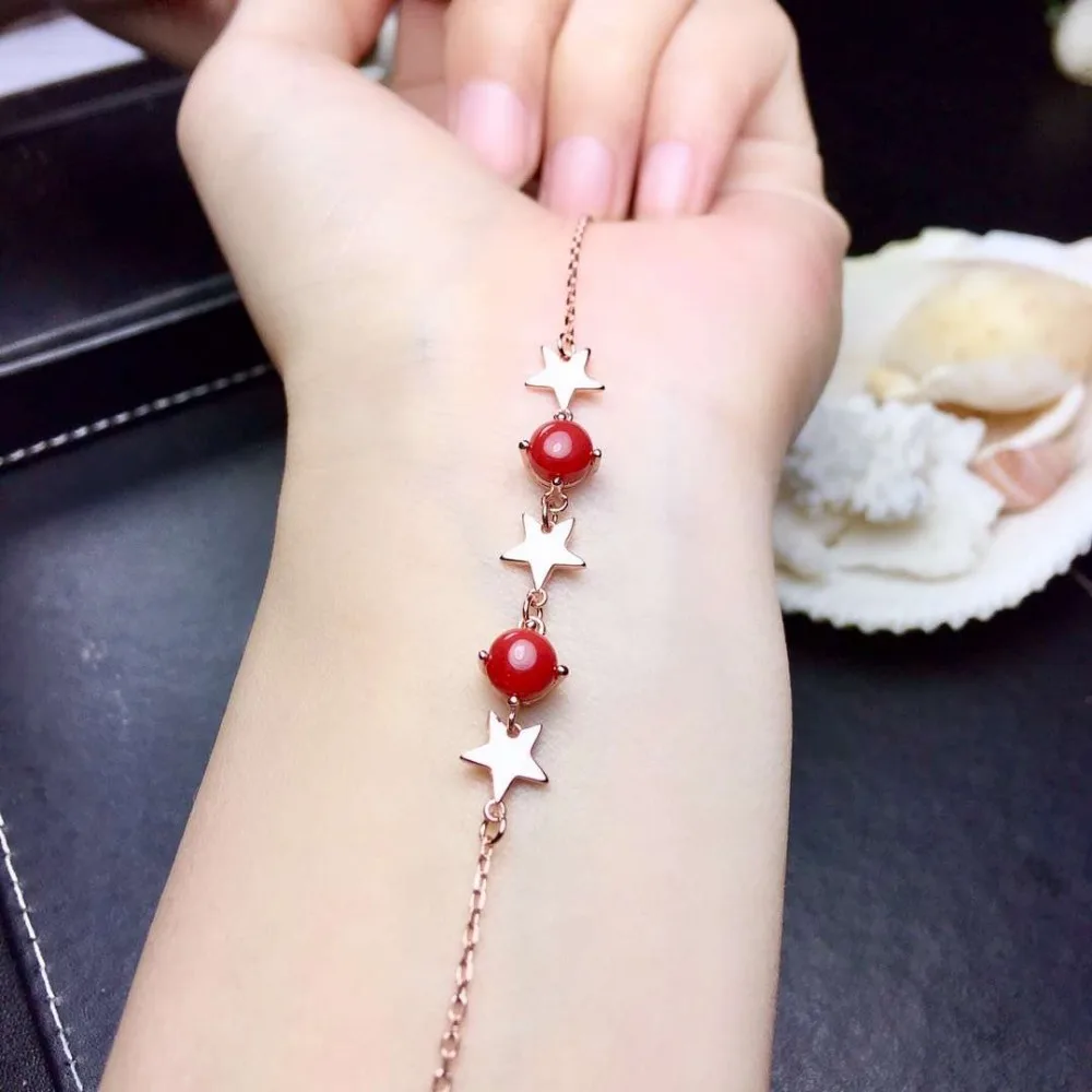 [MeiBaPJ] настоящий натуральный драгоценный коралловый камень браслет из