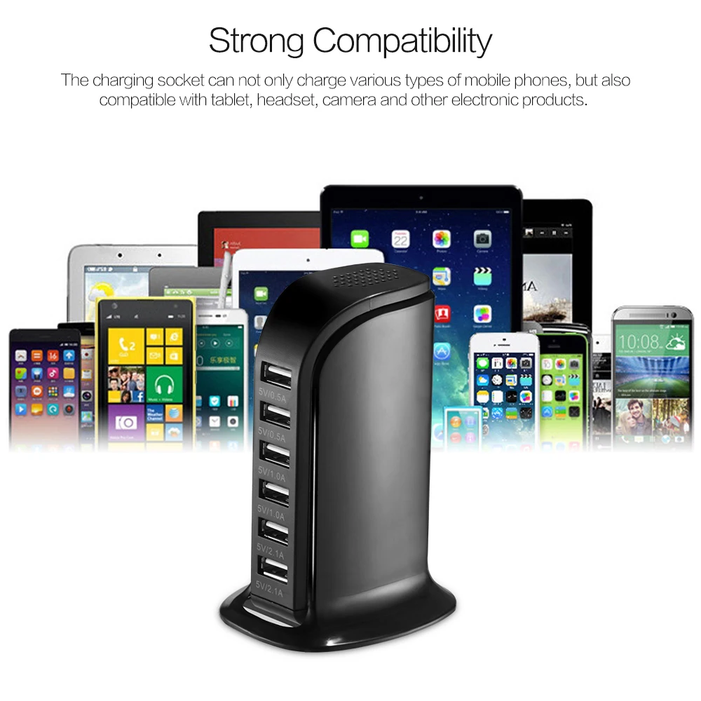 Зарядное устройство для телефона 6 USB выход 6A зарядное дорожный адаптер питания