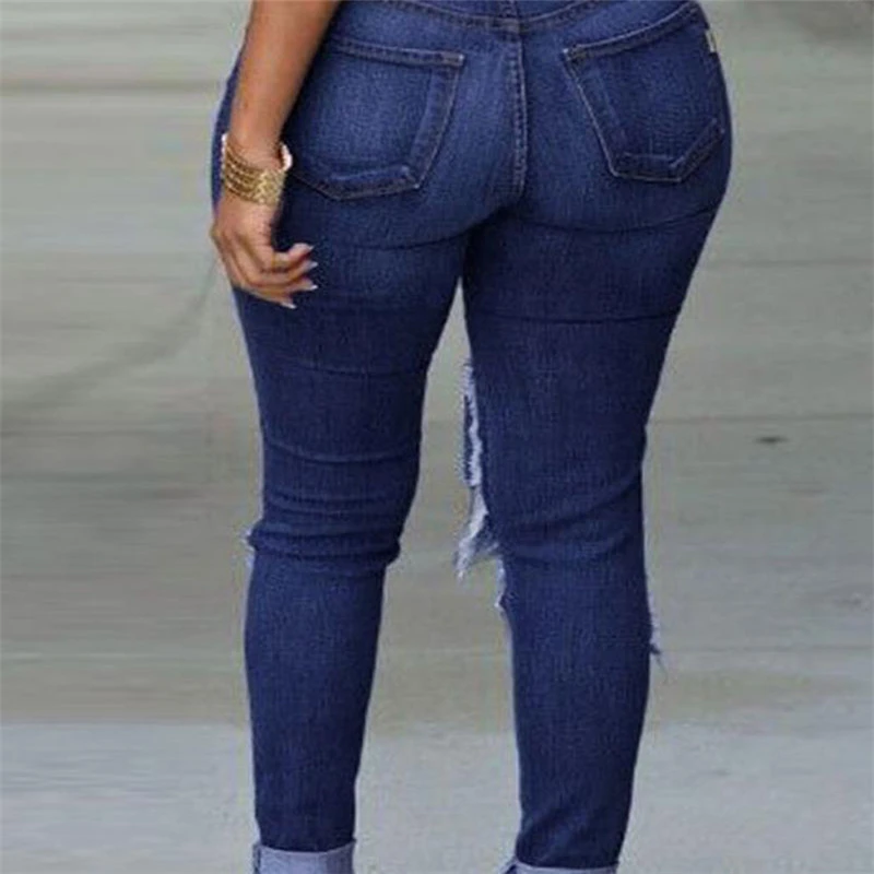 2017 летние джинсы с высокой талией женские облегающие рваные для женщин в стиле