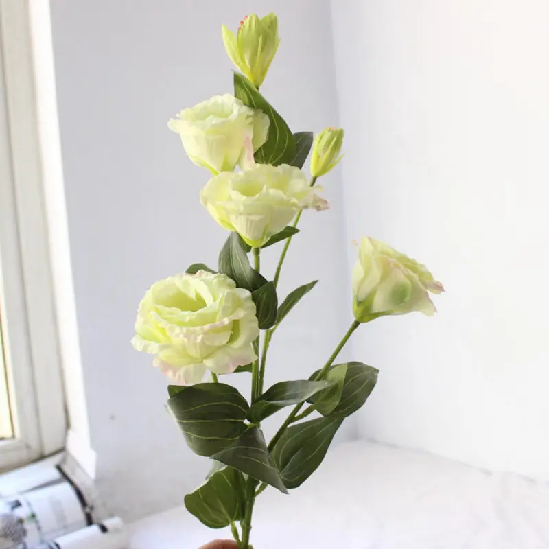 5 шт. Один Букет eustoma искусственный цветок растение для дома и сада Eustoma grandiflorum Lisianthus 5 цветов Высокое качество - Цвет: light green