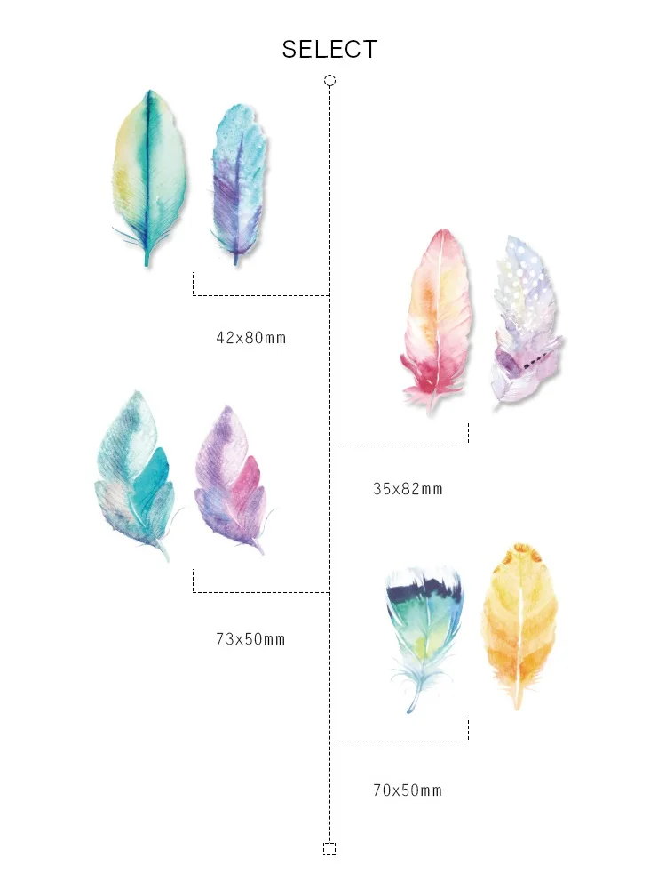 36 шт./лот плавающие перья Липкие заметки радуга планировщик стикеры этикетки