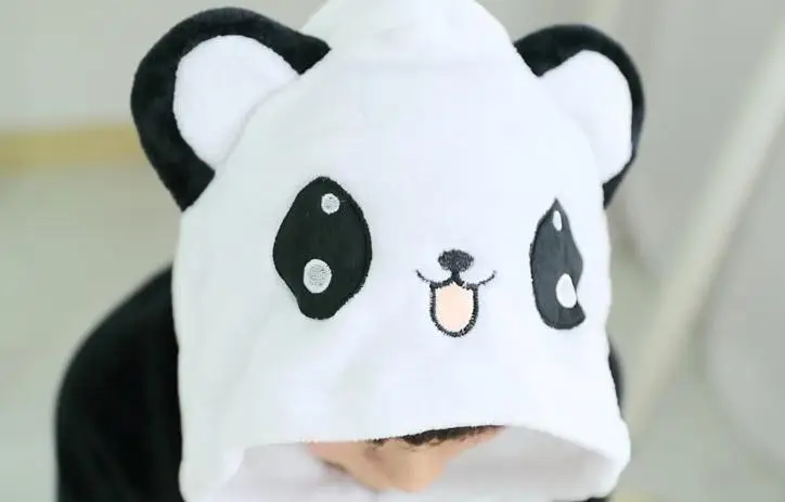 Adult Unisex Panda Pajamas Animal Flannel Hooded Pijama de Onesie Halloween Women Pajama Sets | Женская одежда