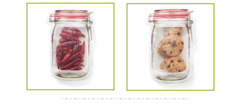 7 шт. Mason Jar с узором, сумки для хранения продуктов, набор, кухонный органайзер, детские закуски, закуски, свежие сумки, сумки для хранения продуктов