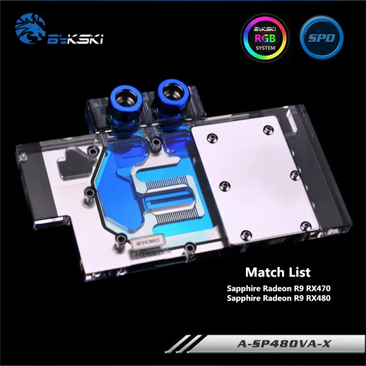 Bykski полный охват GPU водный блок для Sapphire Radeon R9 RX470 RX480 видеокарта A-SP48OVA-X