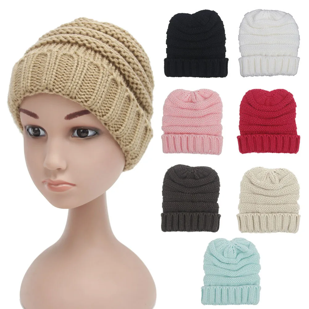 Autumn And Winter Children Outdoors Cap New Pattern Keep Warm Earmuffs Wool Knitting Hat Hand Knitted Beanie Solid color |