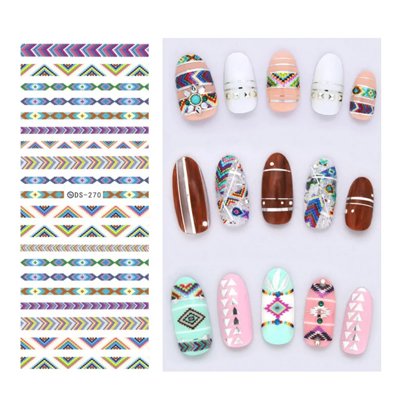 5 шт./лот водные переводные наклейки для ногтей богемные этнические элементы