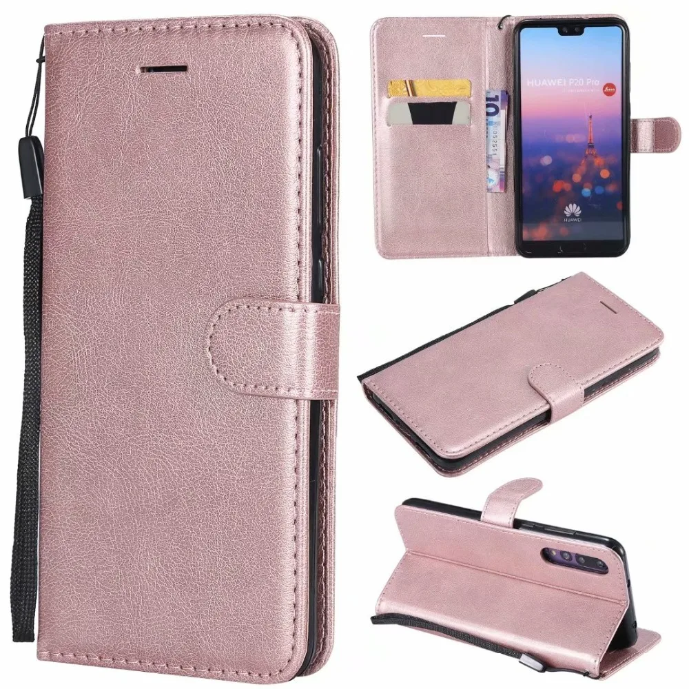 Чехол-Кошелек для Huawei P20 Pro откидная крышка чистый цвет искусственная кожа