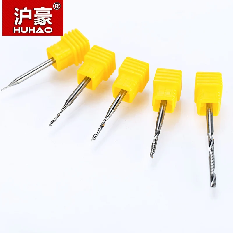 HUHAO 1PC 3.175mm Single Flute Spiral router bits CNC end mill For MDF Tungsten Carbide Milling Cutter tugster steel cnc tools |