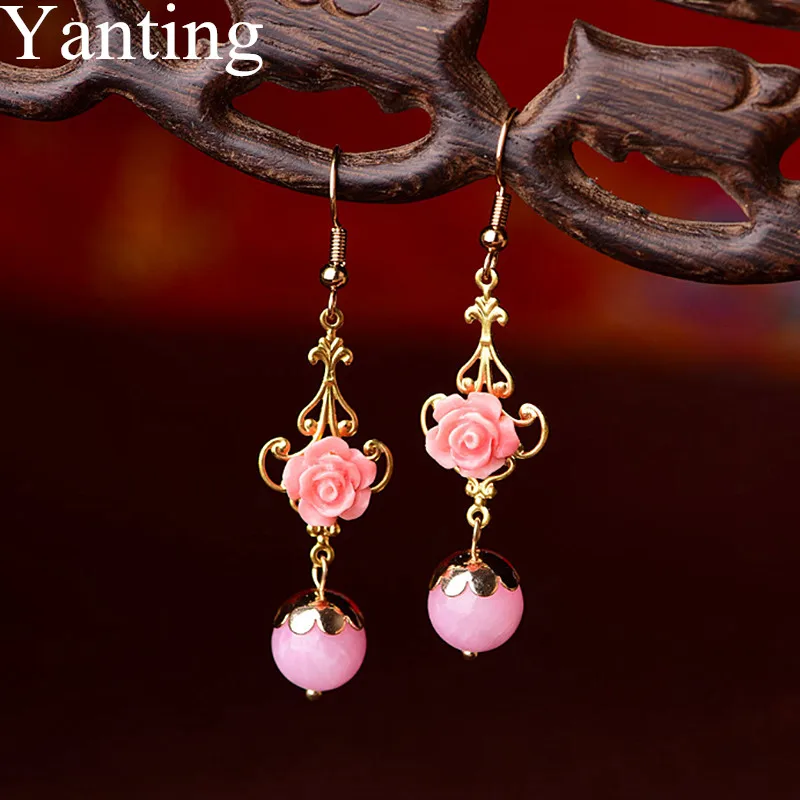 Yanting милые карамельные серьги для женщин с розовыми цветами модные ювелирные