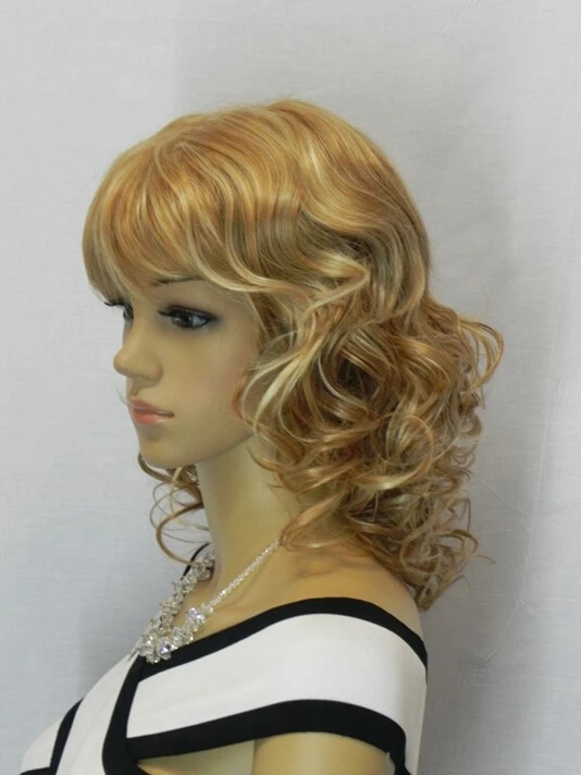 DYZ+++507 New Cosplay Short Golden Curly Fashion Wigs women's peruca hair queen wigs |