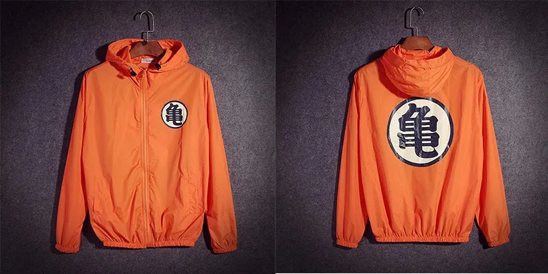 TANG унисекс косплей мужские летние куртки Jaqueta Masculina аниме Dragon Ball тонкая Солнцезащитная ветровка с капюшоном