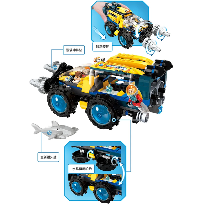 Enlamten Deep Sea Adventure City Vortex ascending car скутер подводная лодка строительные блоки набор комплектов Детская Игрушка совместима