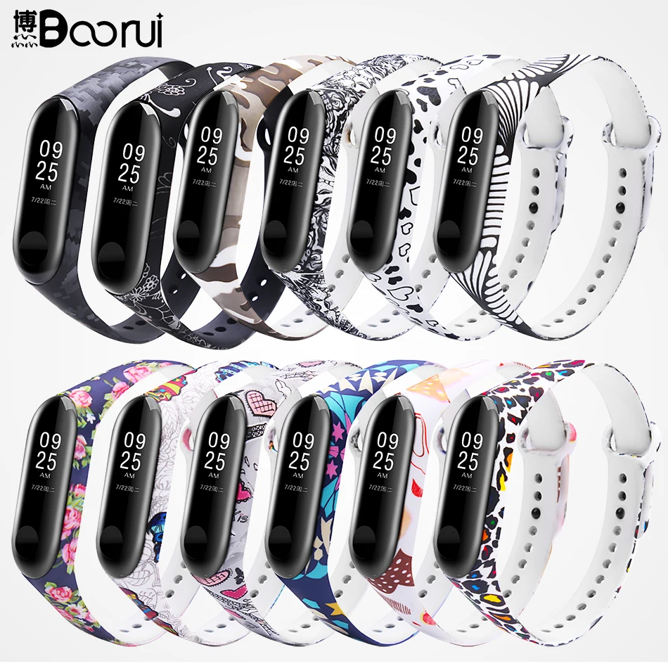 BOORUI, цветной браслет Mi Band, 3 ремешка, сменный Браслет Для Xiaomi miband 3, силиконовый браслет, correa mi3, ремень с разнообразными цветами