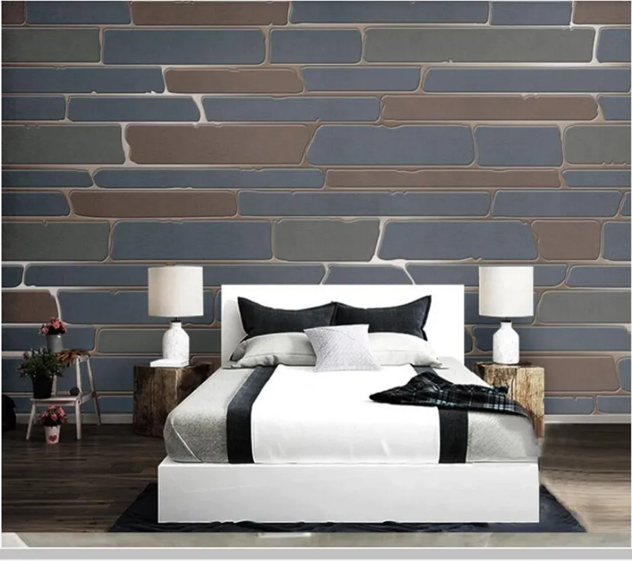 Обои 3d с абстрактными геометрическими линиями и кирпичным узором домашние обои