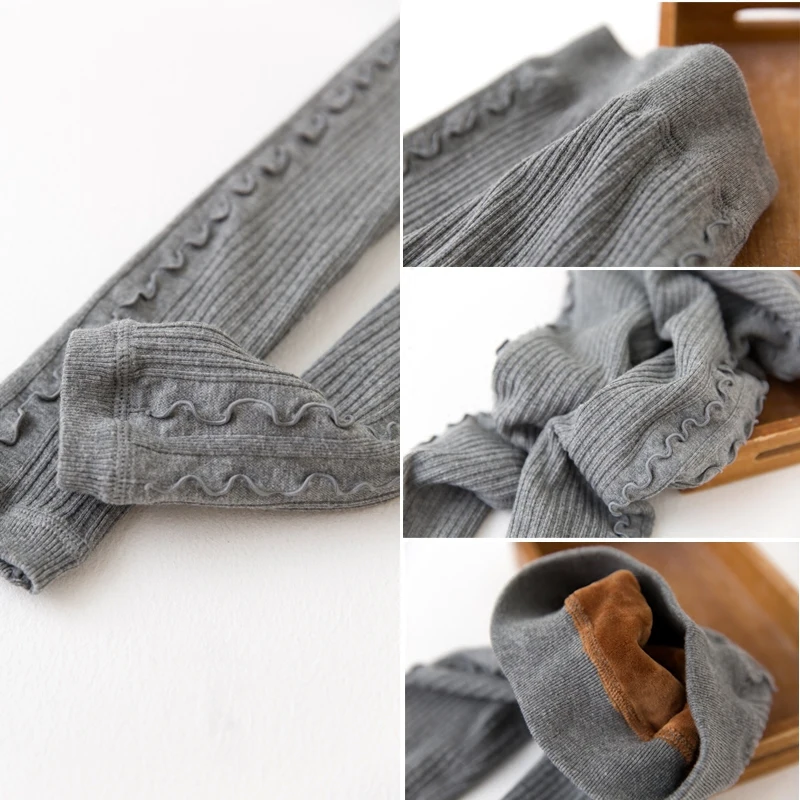 Новинка теплые штаны с оборками для девочек популярные корейские одноцветные