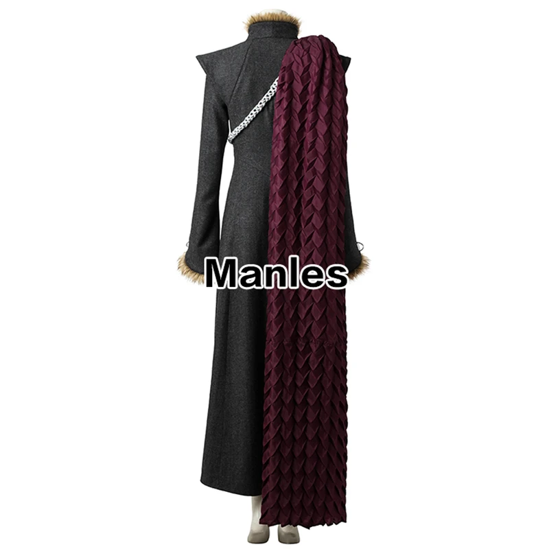 Daenerys Targaryen Cosplay Costume Game of Thrones Season 7 Outfit Fancy Dress Black Clothes Halloween Cloak Boots Adult Women