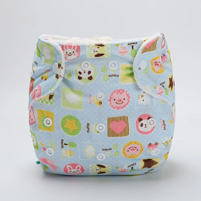 1 Piece Washable Autumn Winter Baby Cloth Diaper Cover Soft Velvet Liner Waterproof Cartoon Diapers Reusable Nappies | Мать и ребенок