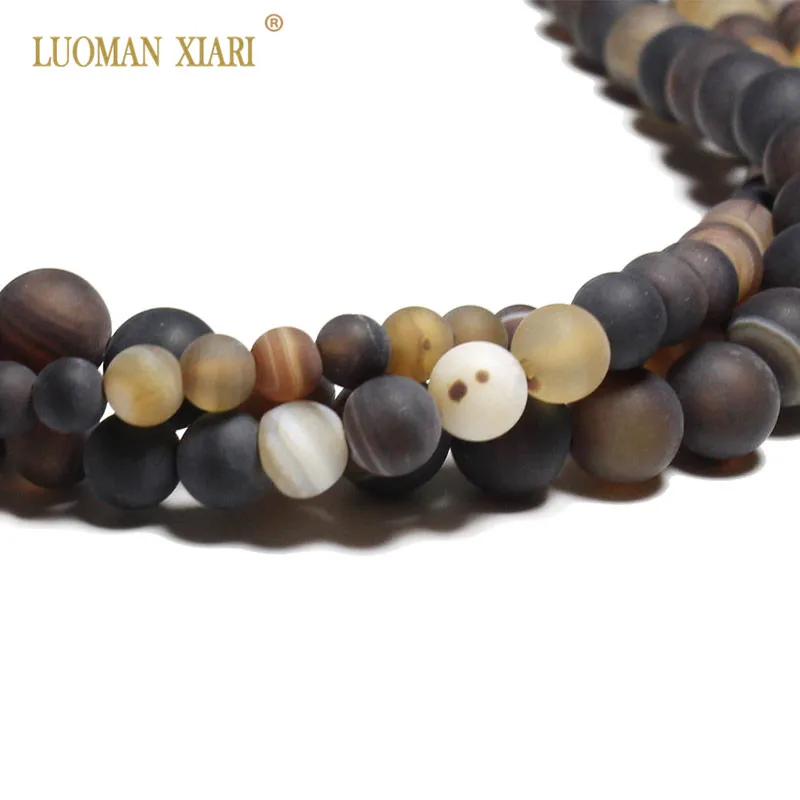 Wholesale Natural Dull Polish Stripe Agat Matte Round Stone Beads For Jewelry Making DIY Bracelet Material 6/8/10mm Strand 15'' |