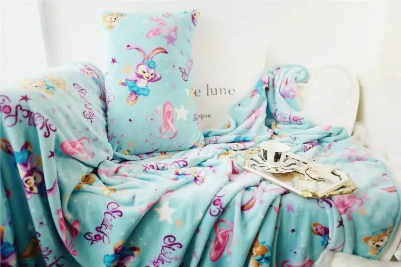 

1pc soft cartoon Duffy friend Stella rabbit pillow case cover plush flannel blanket bed sheet lady romantic gift baby girl toy
