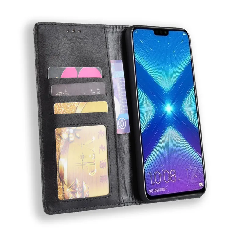 Для huawei Honor 8X чехол, Роскошный кожаный флип-чехол, чехол с подставкой и отделением для карт, чехол для телефона s huawei Honor 8X, без магнитов, чехол