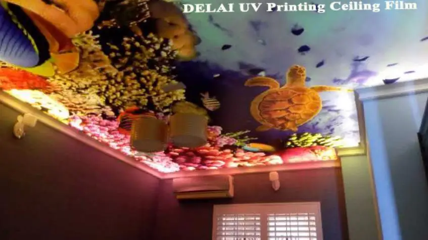 Подводная Красивая потолочная 3d пленка с люстрой в середине/стрейчевая для