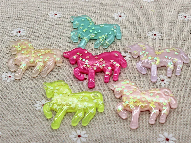 10 шт. каучуковый разноцветный милый Единорог со звездой Кабошон Художественное