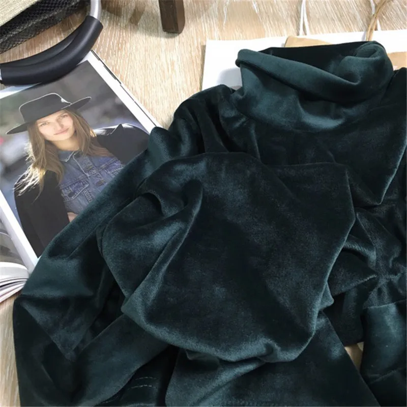 GCAROL Новое поступление осень зима для женщин Pleuche водолазка свитер стрейч высокое качество гладкий толстый пуловер основные теплые OL Топы