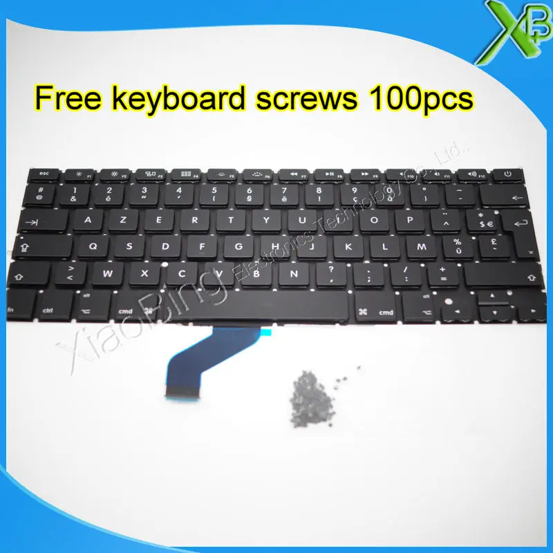 Совершенно новая Французская клавиатура AZERTY FR + 100 шт. винтов клавиатуры для MacBook