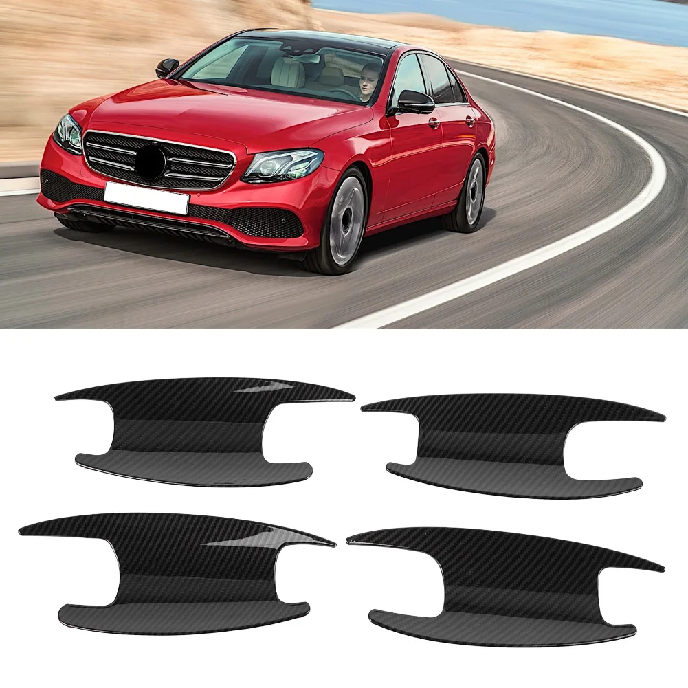 4 шт. карбоновое волокно стиль наружная дверь чаша крышка отделка для Mercedes Benz Class W213 W205 X253 предотвратить поверхность от царапин
