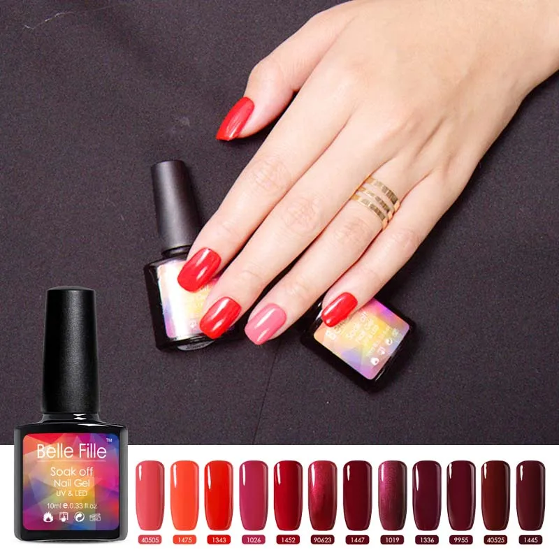 Belle Fille Роза цвет красного вина серии Цвет Gelpolish UV Гель Soak Off лак для ногтей 10 мл Лак