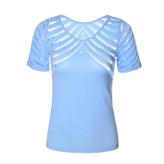 

Taoyekma New Hollow Out Yoga Top Summer Short Sleeve Women Sexy Sport T Shirt Fitness Clothing Sports Tops Gym Running Shirts