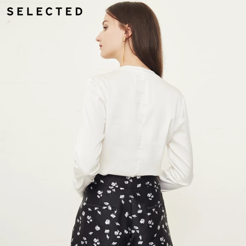 Выбранная женская рубашка с круглым вырезом прямой крой потайная спереди