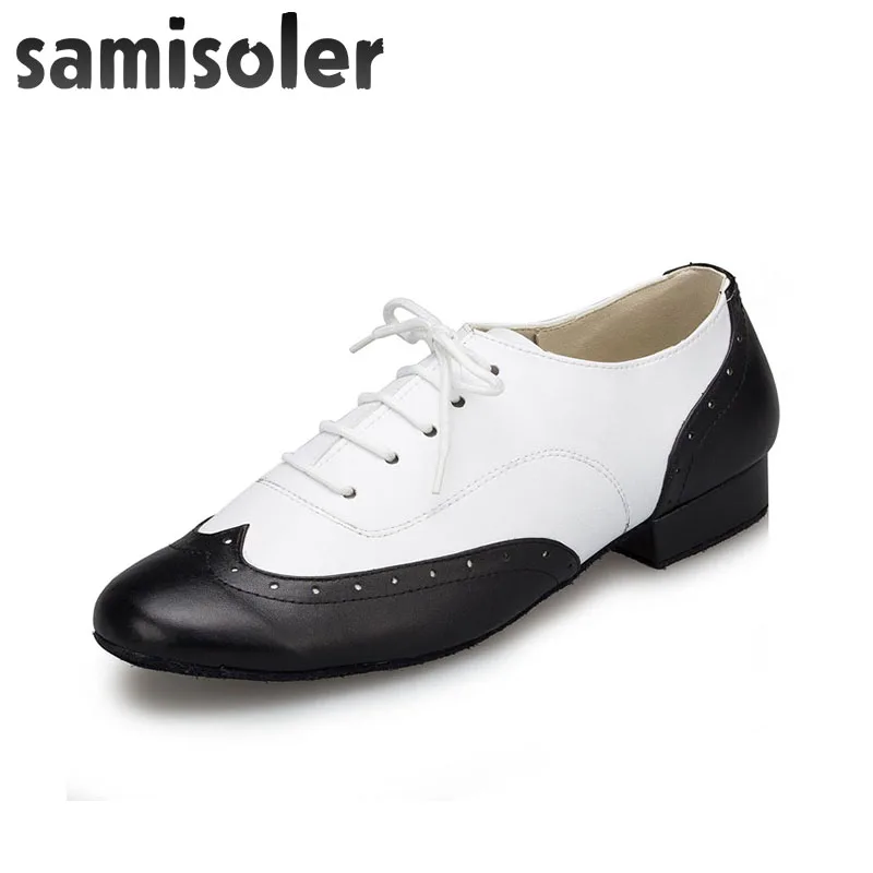 Мужские черные кожаные туфли Samisoler W для бальных танцев обувь современных на