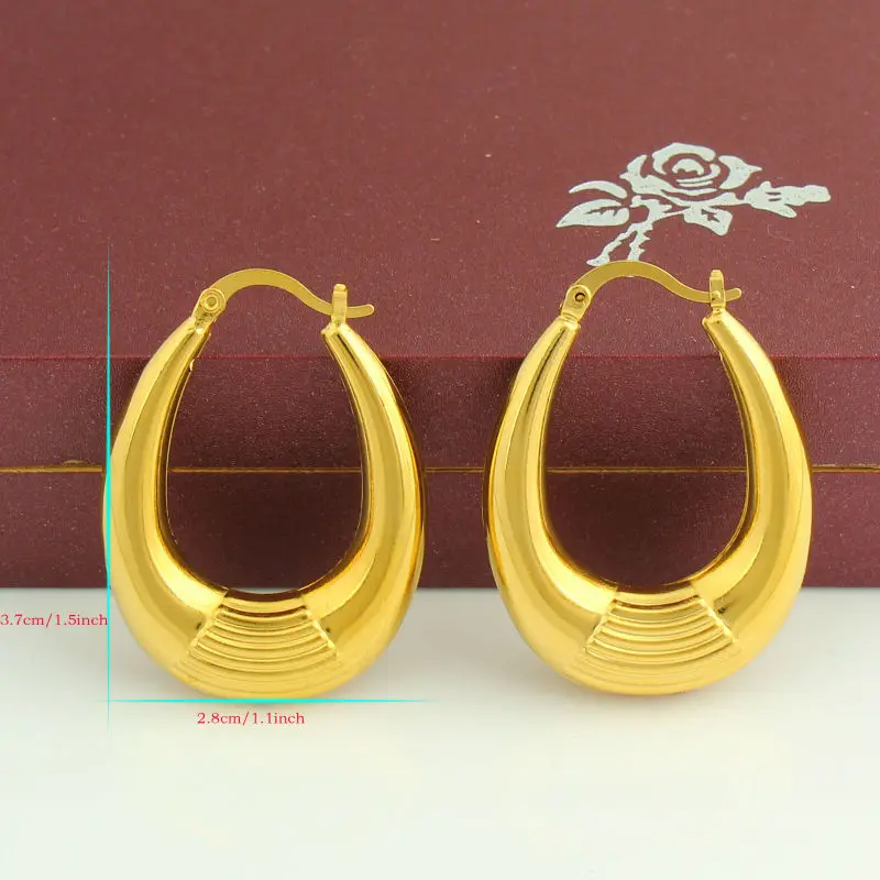 Luxury Gold Oval Earrings for Women/Glrls Color Africa/Arabic/Kenya/India/Middle East Hoop Earring Wedding Jewelry Gifts | Украшения и