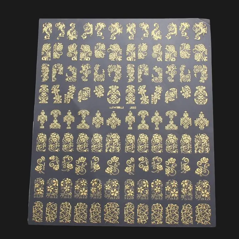 108 лист 3D DIY наклейки для ногтей Золотой Серебряный Розовый цветок дизайн наклейки для ногтей Наклейка Типсы для маникюра Дизайн Наклейка