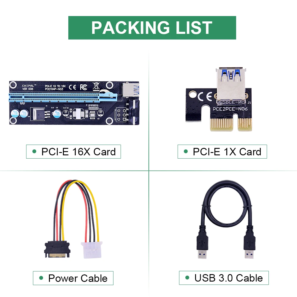 CHIPAL VER006 100 см PCI E Райзер карта Express PCIe 1X 16X Удлинительный адаптер USB 3 0 кабель SATA 4