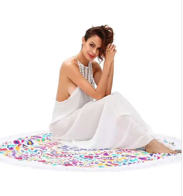 Парео пляжное покрывало круглый полотенце туники для пляжа одеяло пикника